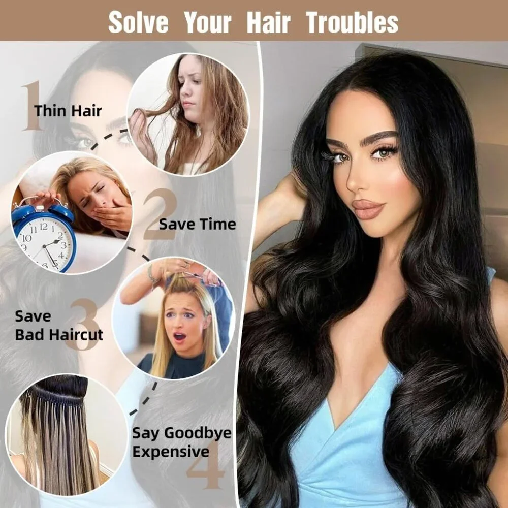 Real Human Hair Extensions Clip In 14 In Medium Light Brown Natural Length